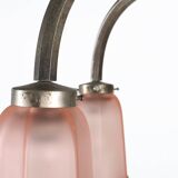 Art Deco chandelier with etched pink glass shades, Belgium 1930s