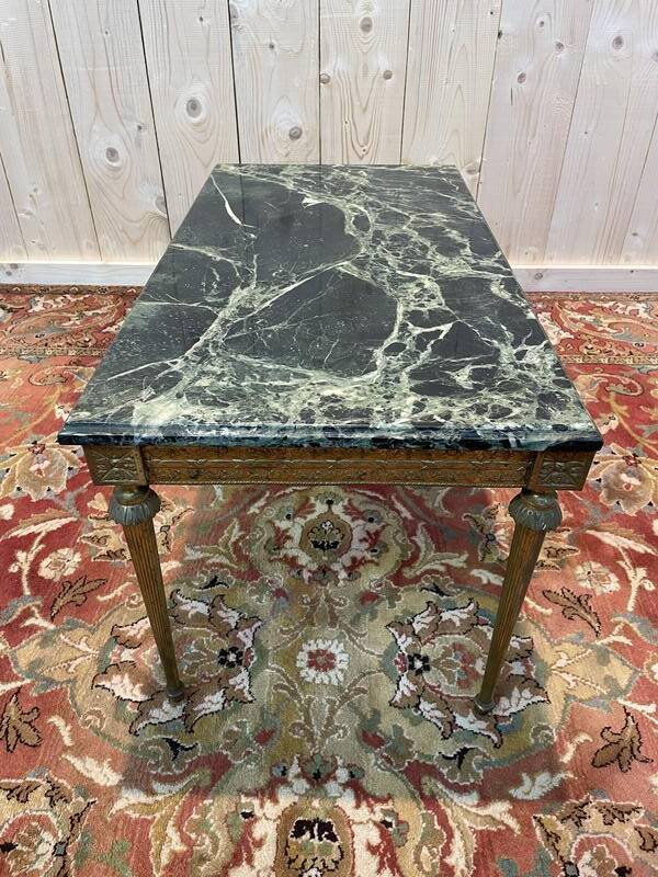 Louis XVI style coffee table in gilded brass and marble