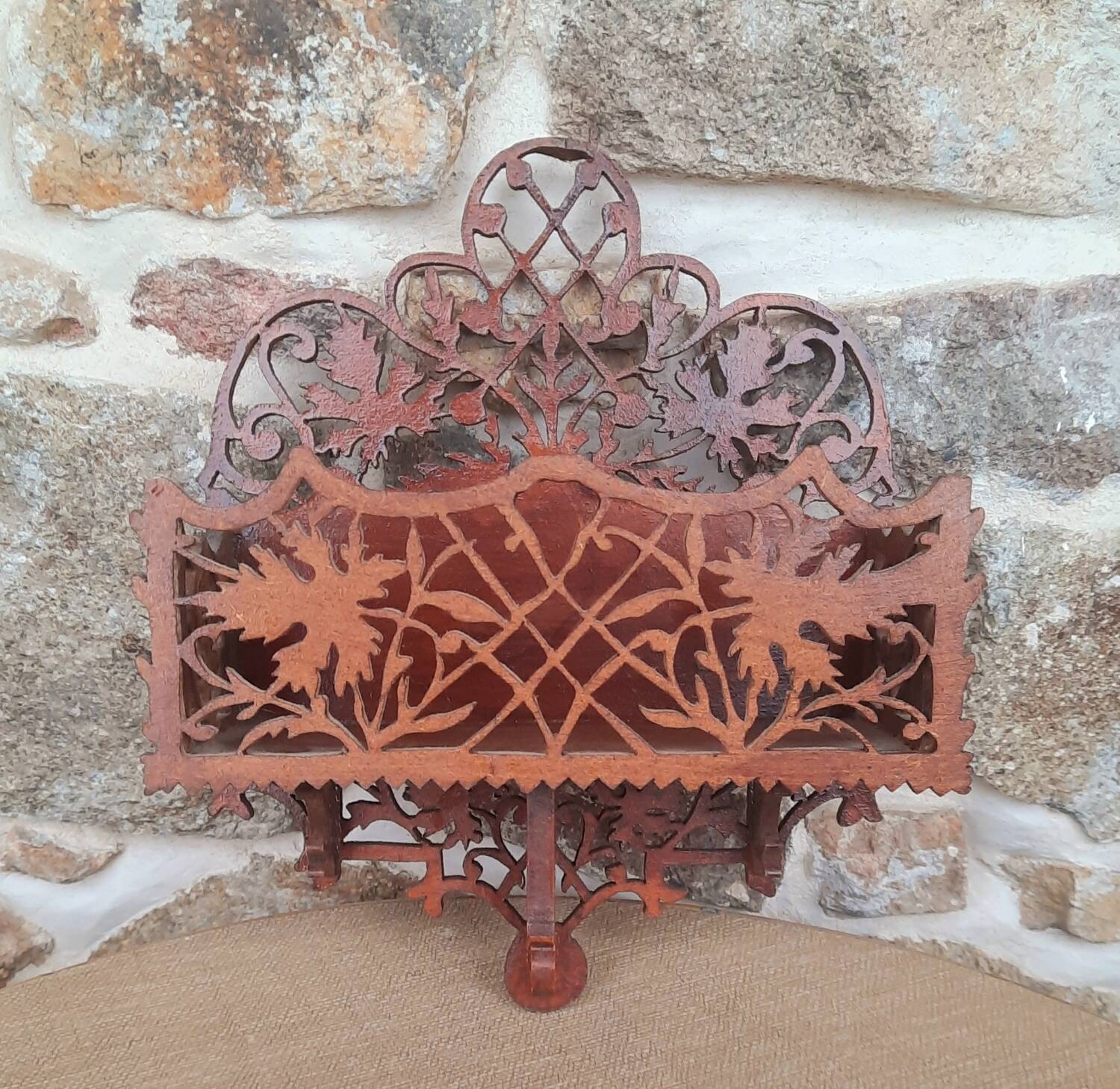 Carved wooden letter holder