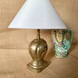 Lampe bronze, câble tissu 2M, abat-jour coton