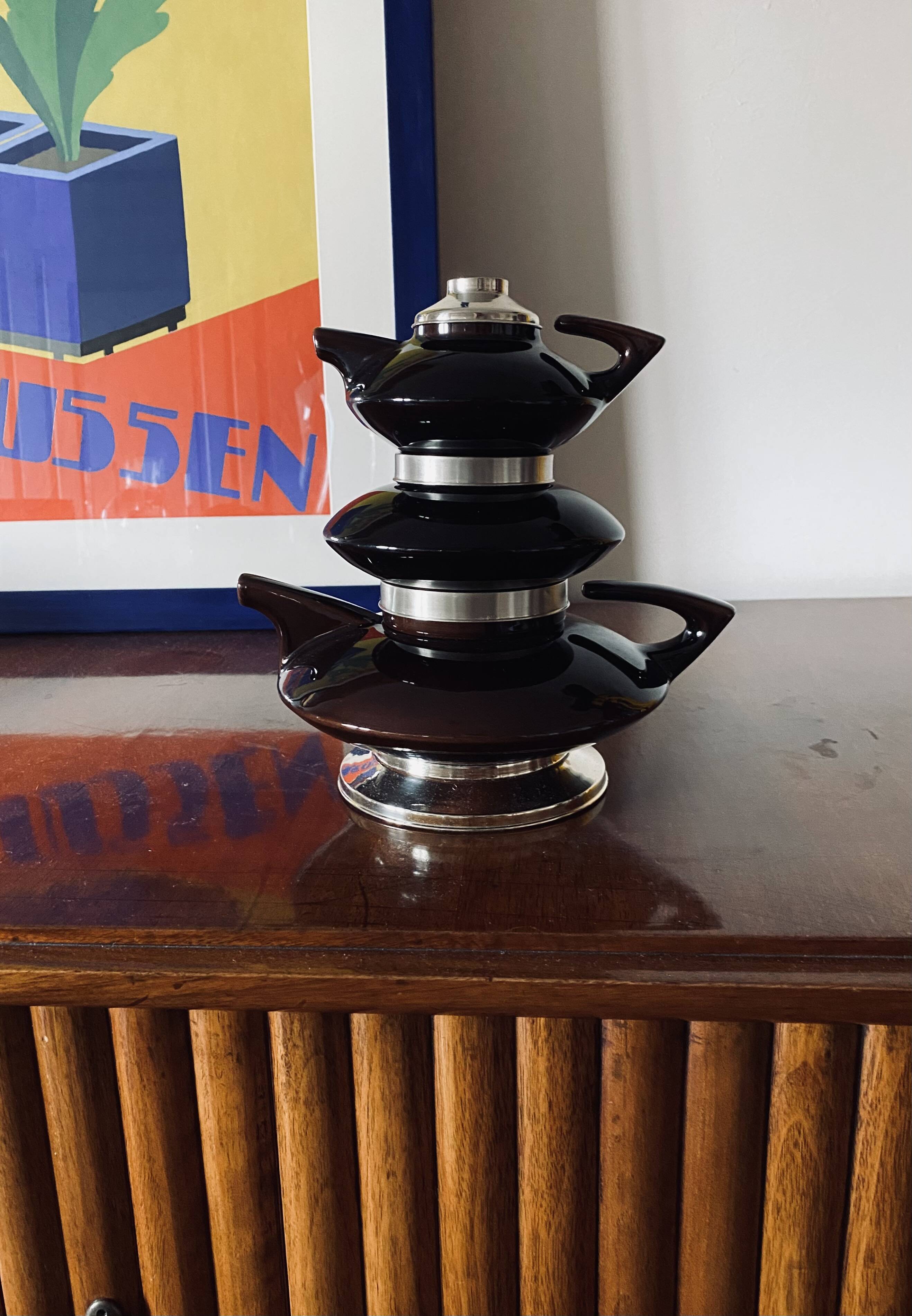 Mid-century modern piled up Tea set, SC3 Italy 1970s