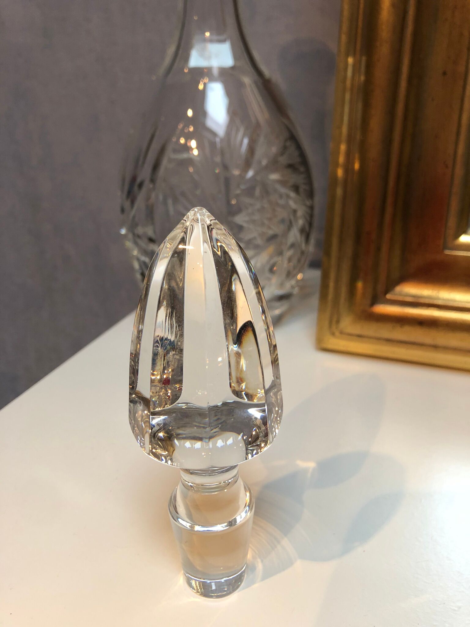 Carved crystal decanter