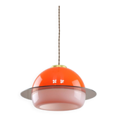 Lampe saturne orange space age, italie, années 70