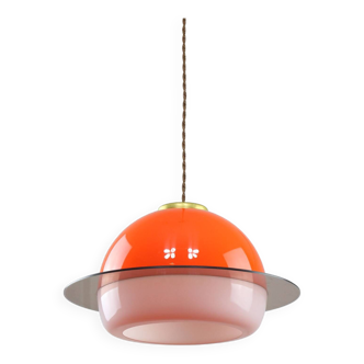 Italian Orange Space Age Saturn Lamp, 70s