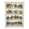 Gravure ancienne 1898, Uniformes armées françaises (cavalerie) • Lithographie, Planche originale