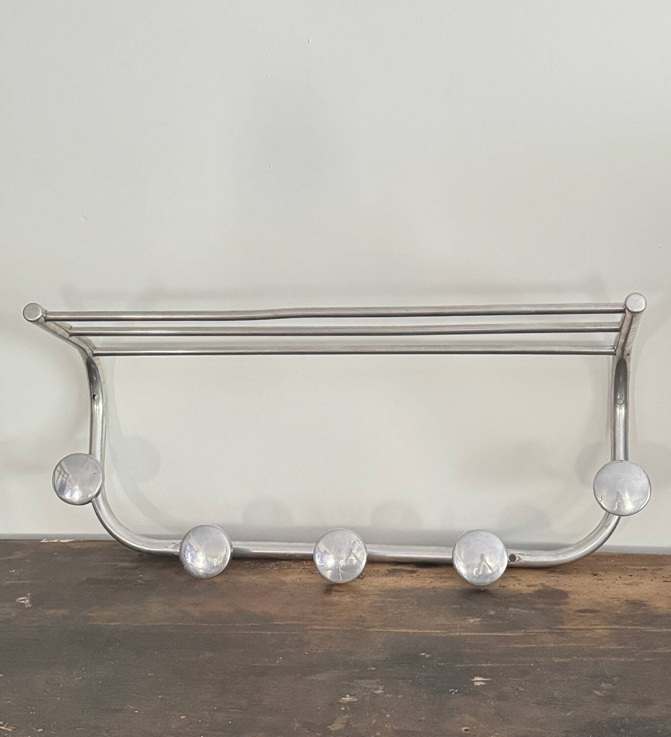 Vintage aluminum wall coat rack