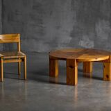 Table basse brutaliste en pin, Suède, années 1970