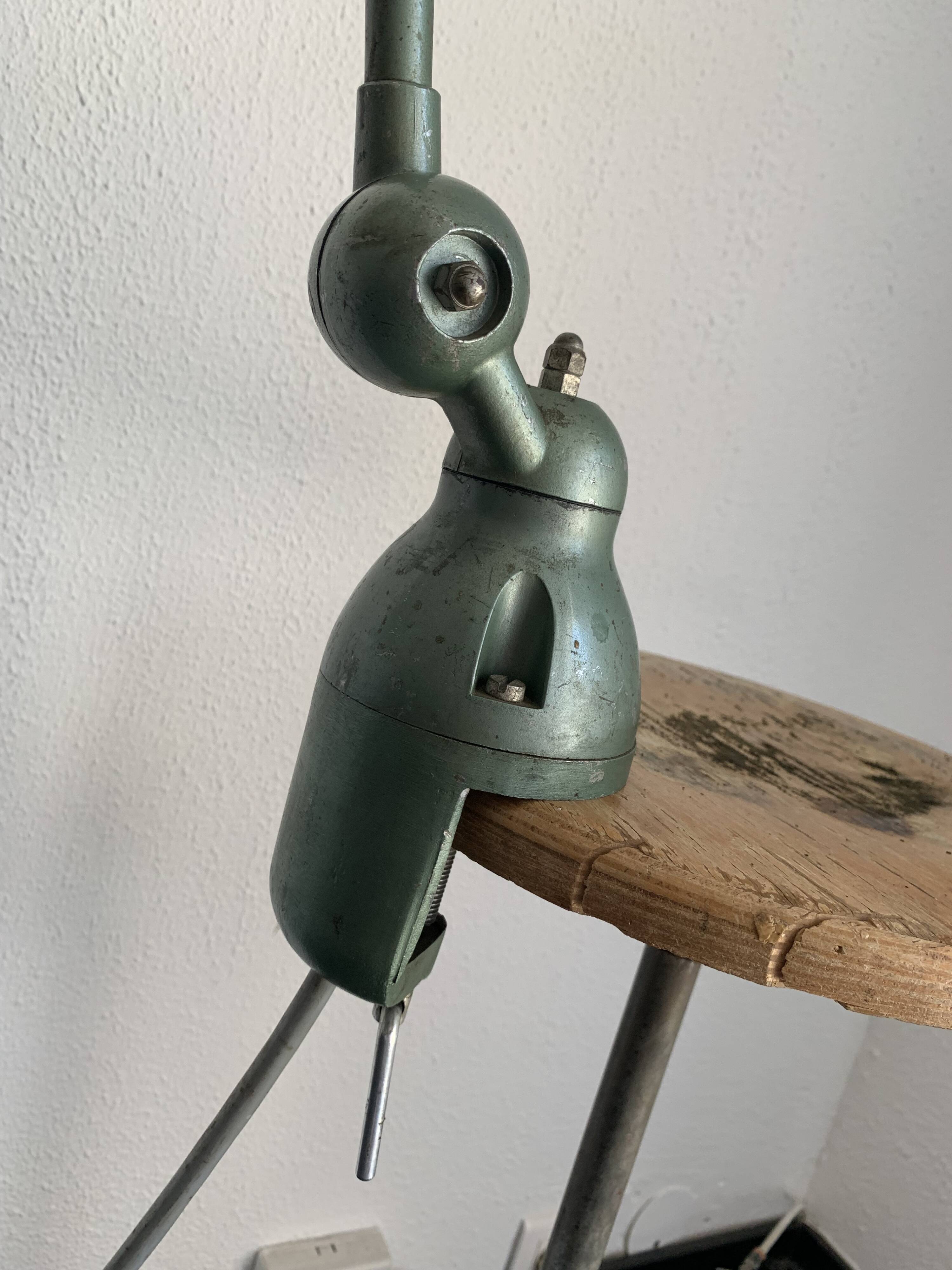 Vintage 1960s Jielde 2-arm green industrial lamp - 100 cm