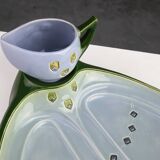 Rare Art Nouveau ceramic 3-piece asparagus set by Julius Dessler, Austria