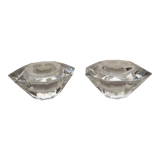 Duo of octagonal transparent crystal candle holders