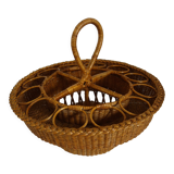 Old bottles and glasses holder wicker vintage aperitif