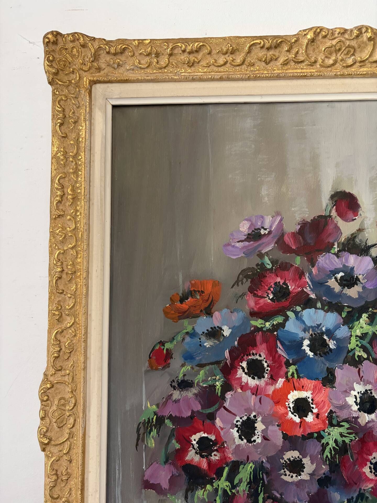 Oil on canvas "Anemones" signed Henry Joseph Pauwels.