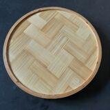 Vintage bamboo tray with butterflies