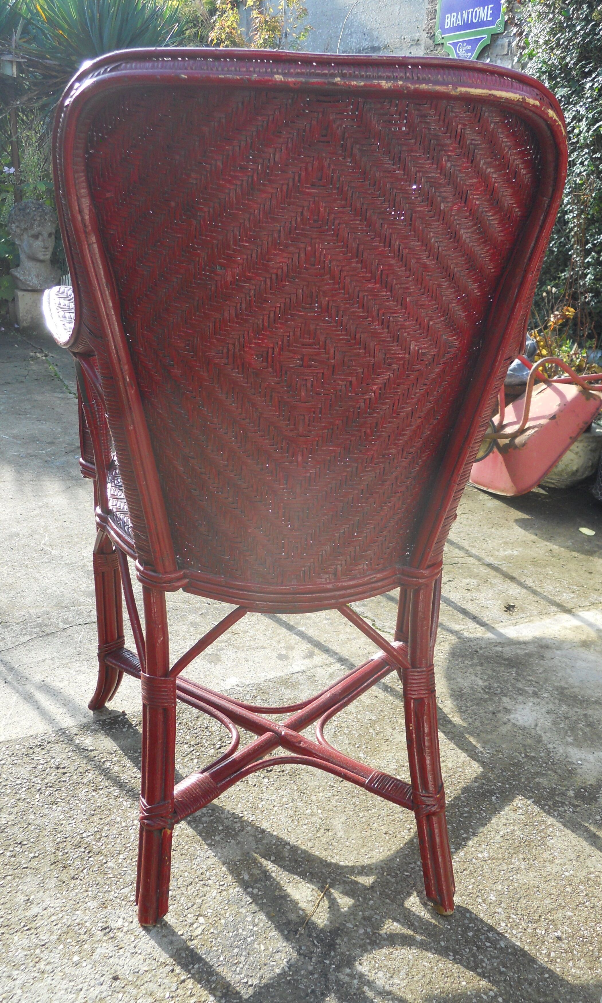 Fauteuil en rotin 1900 rouge