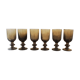 6 vintage glass foot glasses in smoked bullé from Biot