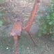 Brutalist tripod chair of conquistadors in fir and leather
