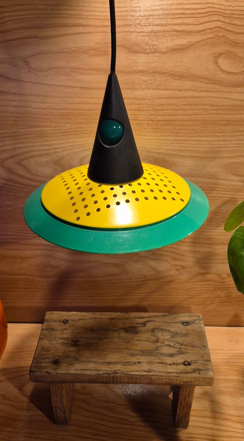 Vintage 80s space age style pendant chandelier Memphis