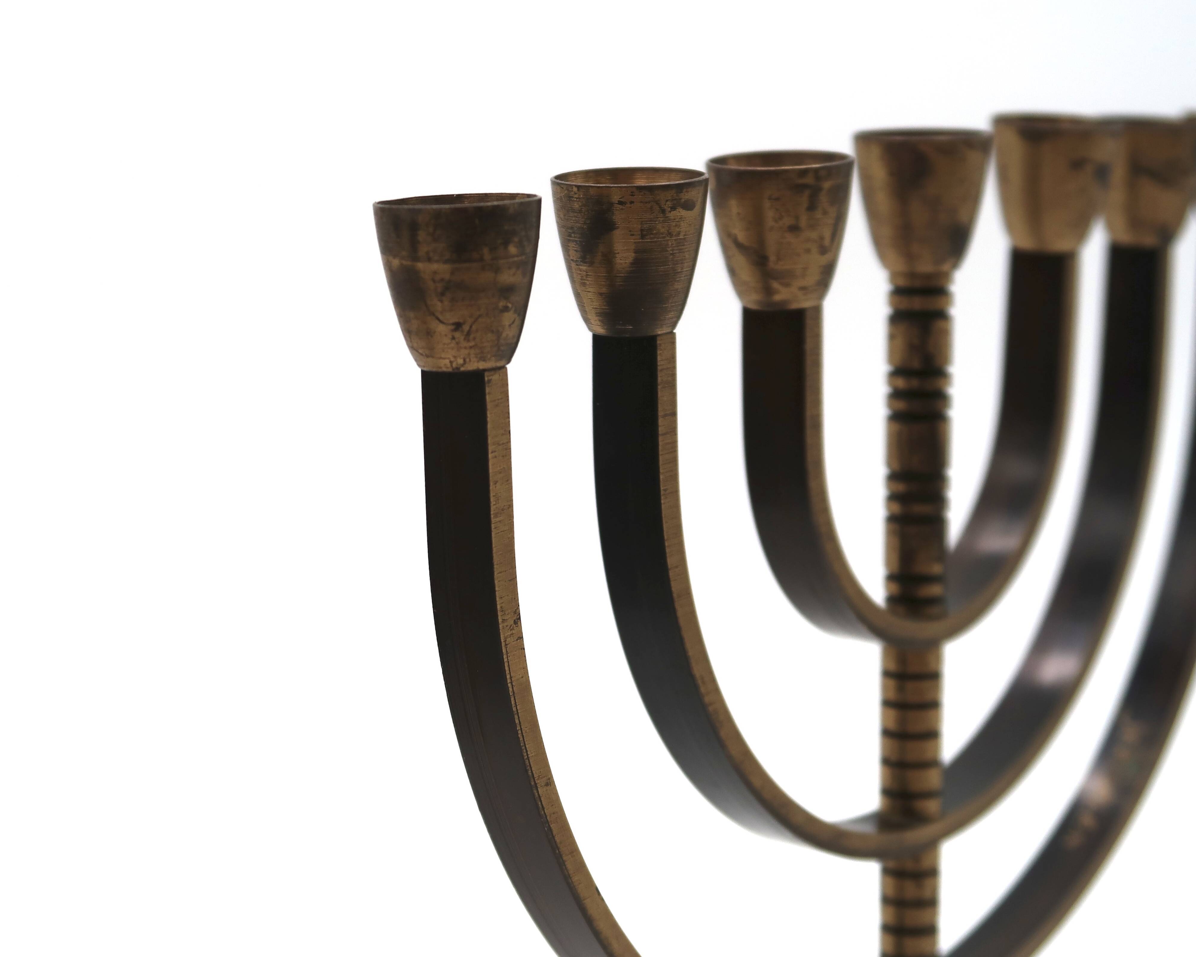 Brass 7-branch candelabra Menorah, 1960s