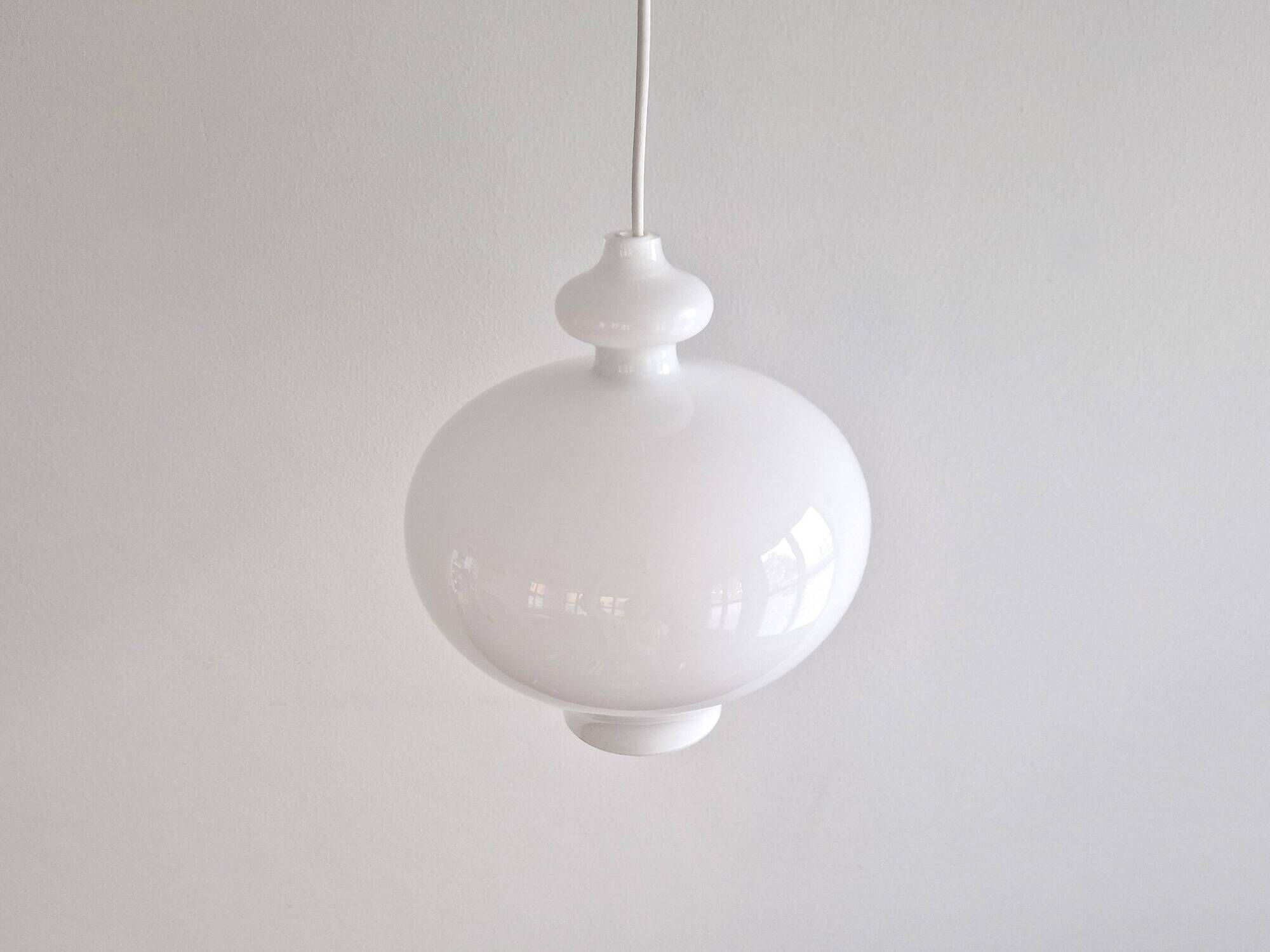 White glass pendant lamp by Hans Agne Jakobsson for Staff Leuchten