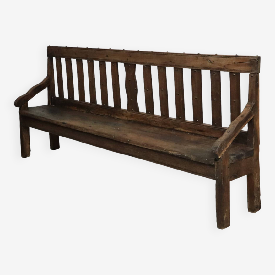 Long banc anglais antique en bois ca1850 Chêne rustique | Selency