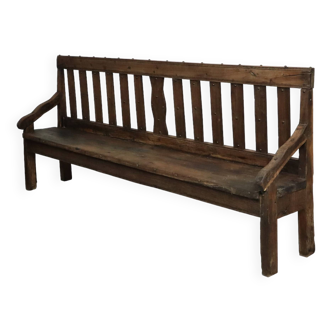 Long English Antique Wooden Bench ca1850 Rustic Oak