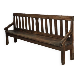 Long banc anglais antique en bois ca1850 Chêne rustique