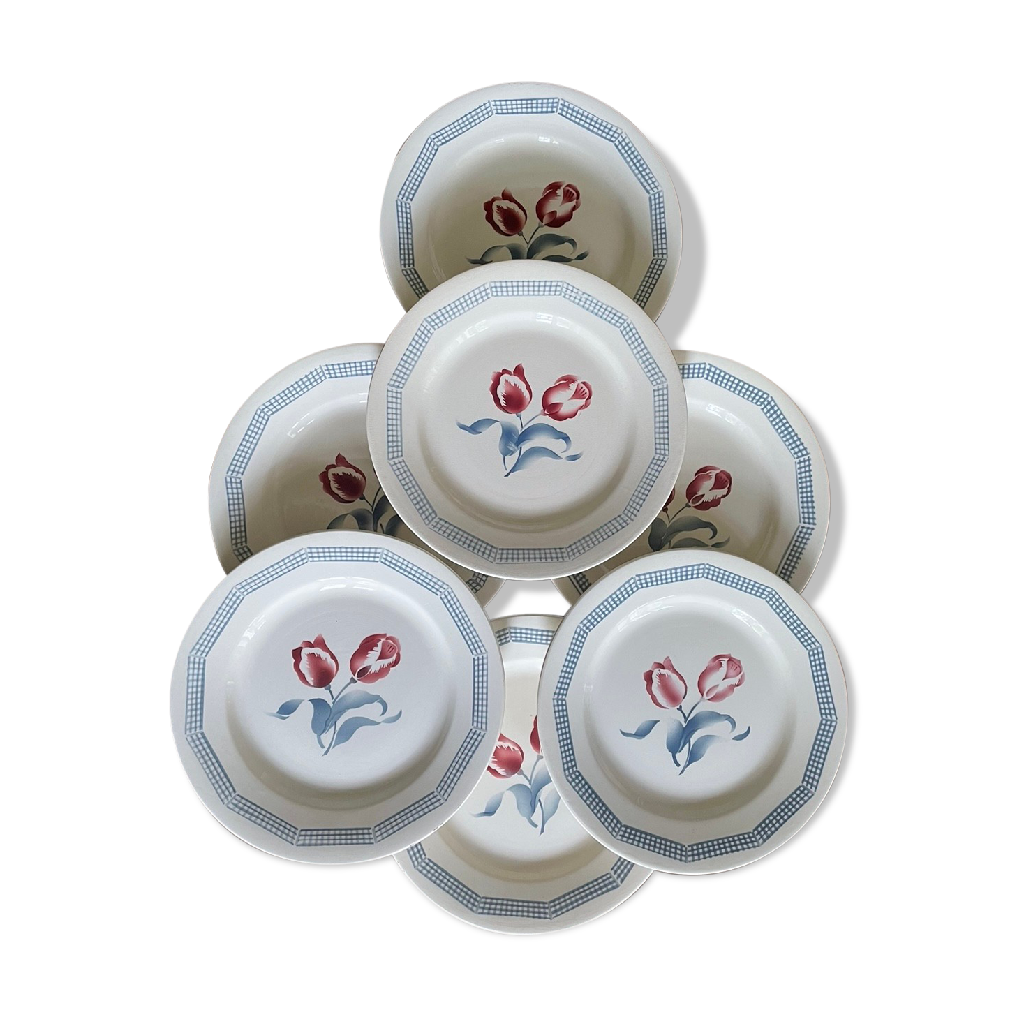 Flat plates Digoin tulips