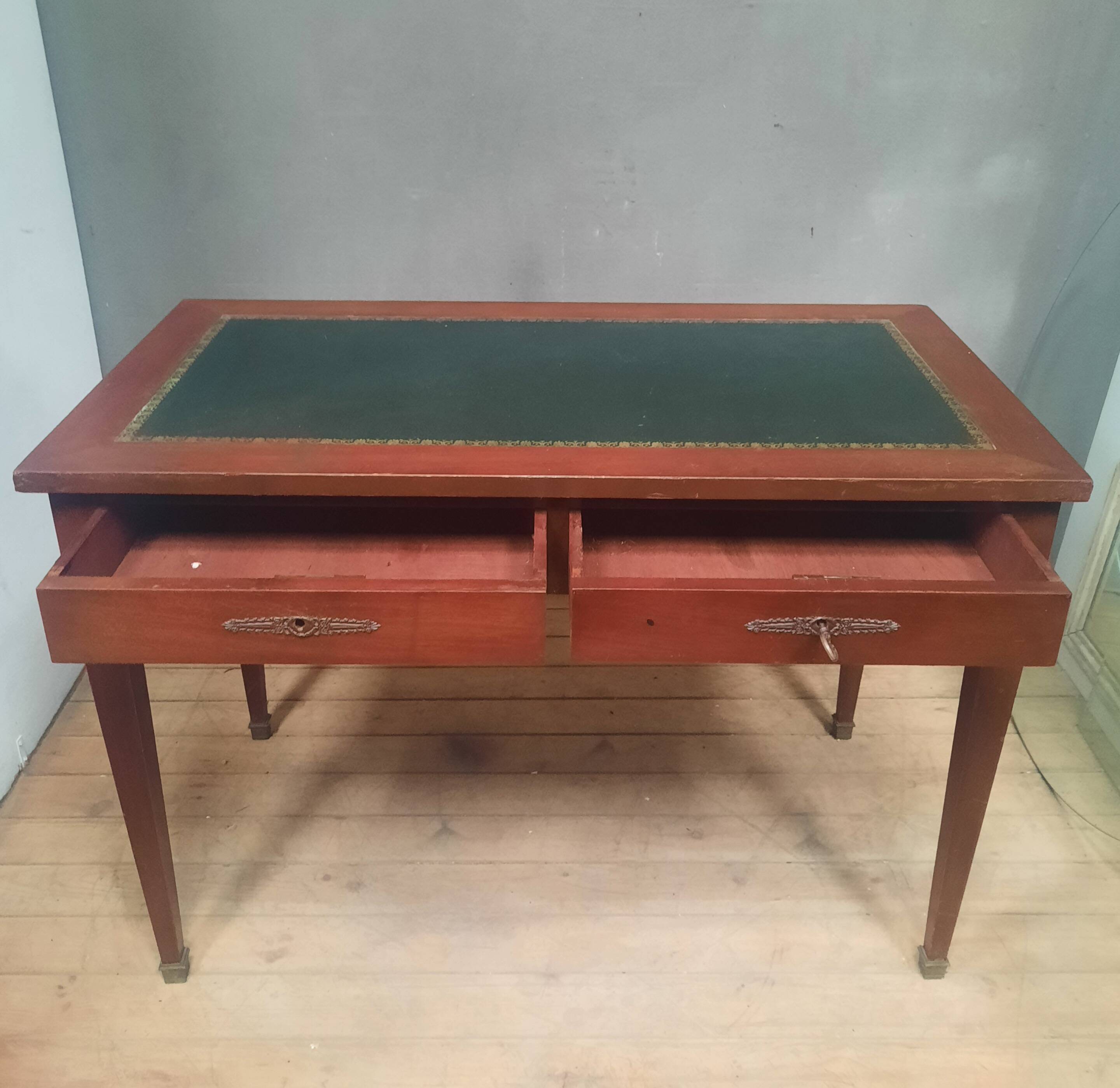 Directoire style desk table with 2 drawers