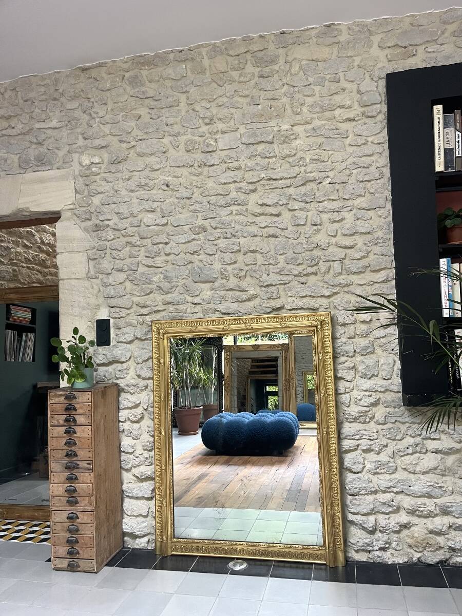 Fireplace mirror 127/101.5cm gilded with gold leaf, mercury glass, fireplace trumeau.
