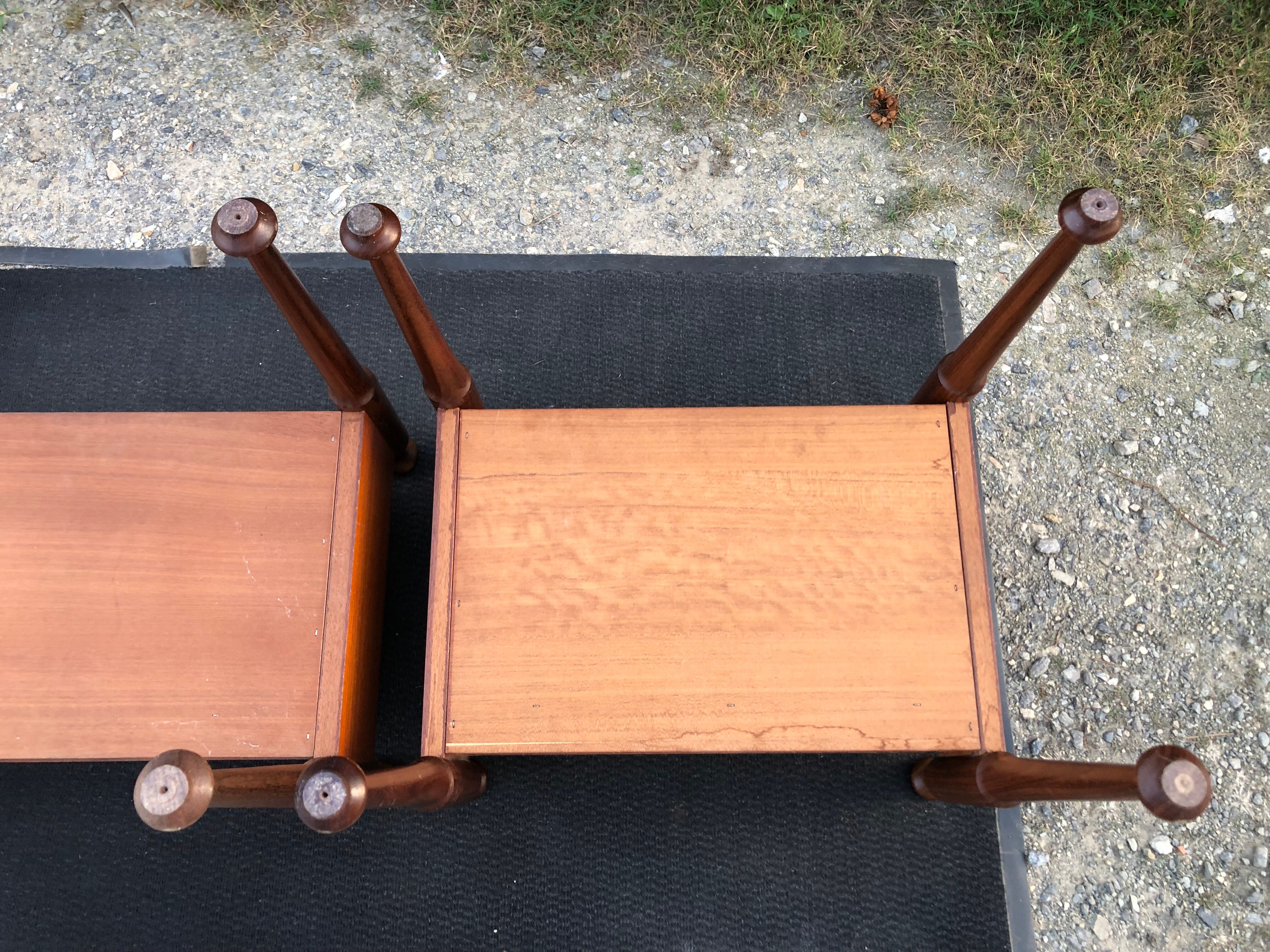 Duo of vintage Scandinavian teak bedside tables with 1 drawer.