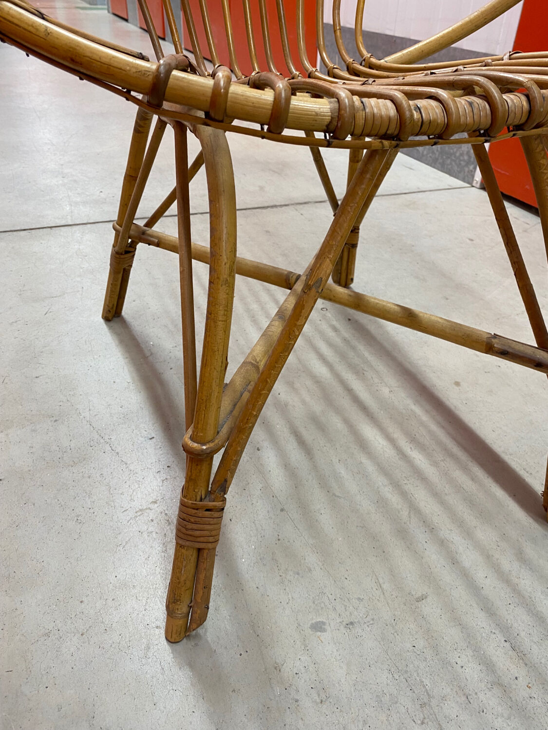 Rattan shell armchair