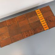 Vintage rectangular coffee table by Jean Jaffeux in steel and ceramic from the 60s