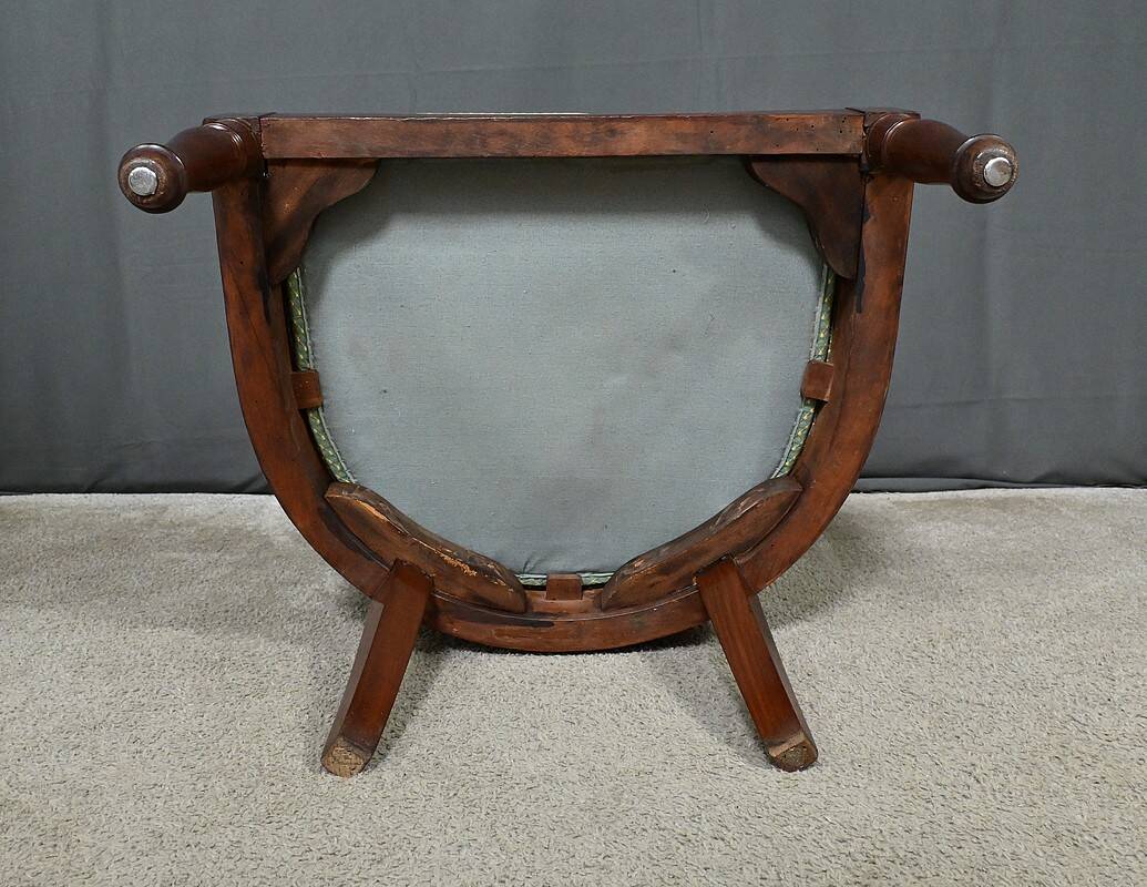 Mahogany Gondola Armchair, Empire Style – 19th Century