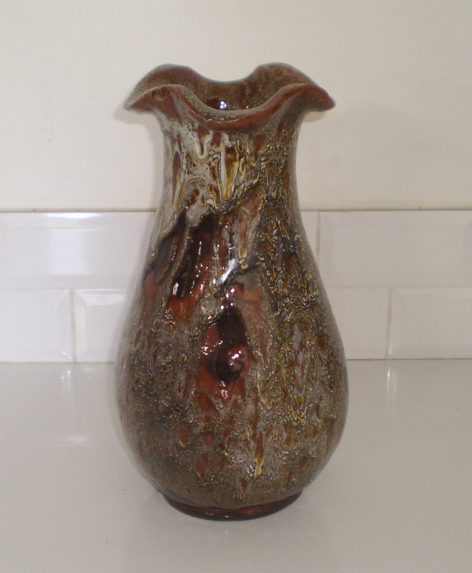 Vintage enamelled ceramic vase