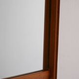 Miroir scandinave vintage en teck avec cadre rainuré