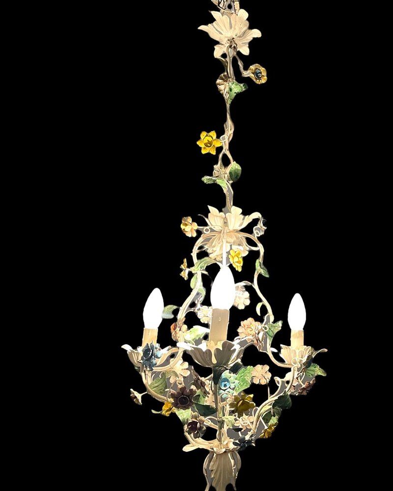 Lustre italien Tole Flower années 1960