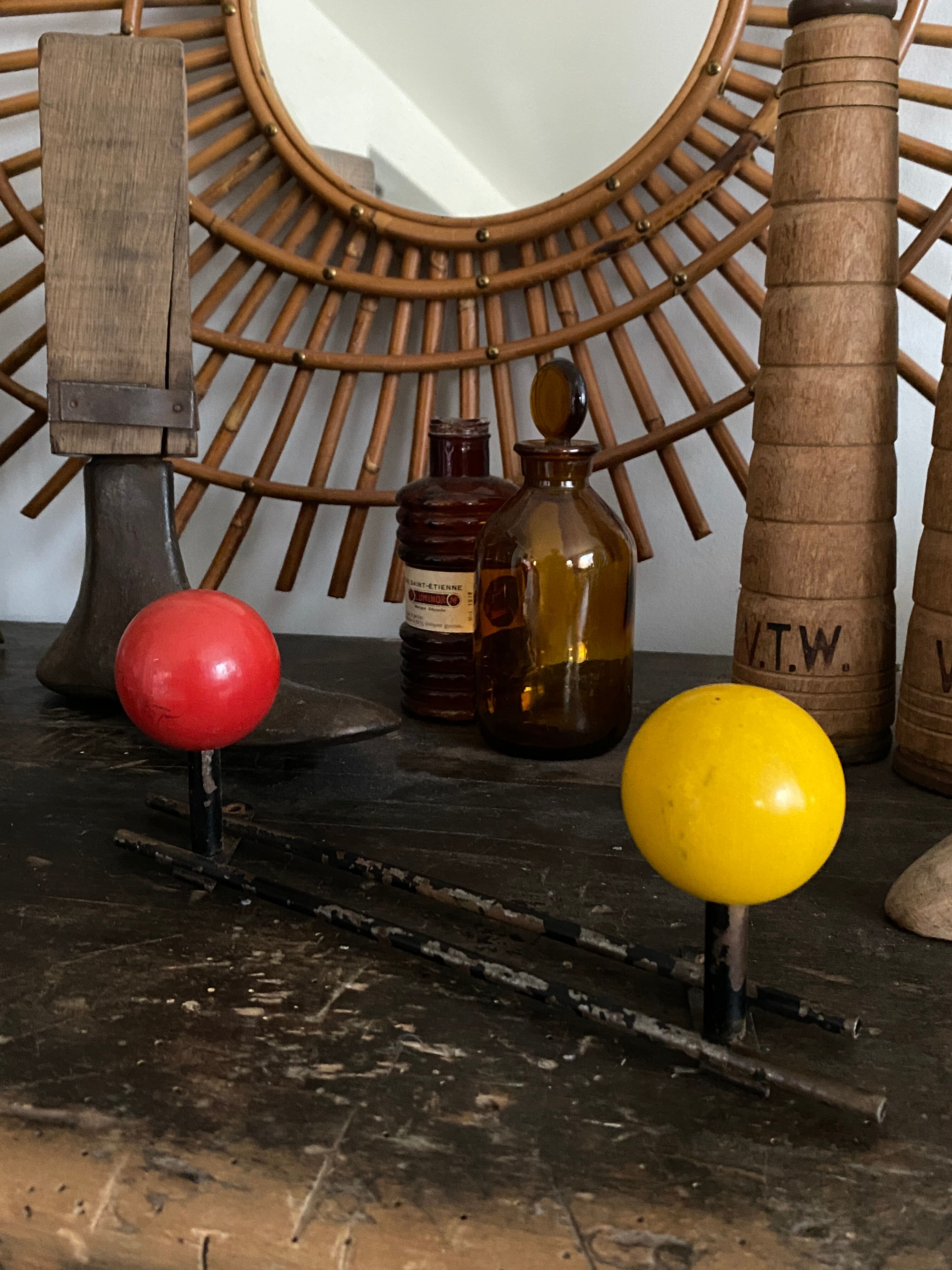 Vintage ball coat rack