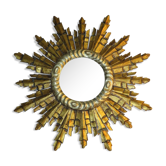Miroir soleil 56 cm bois doré glace bombée