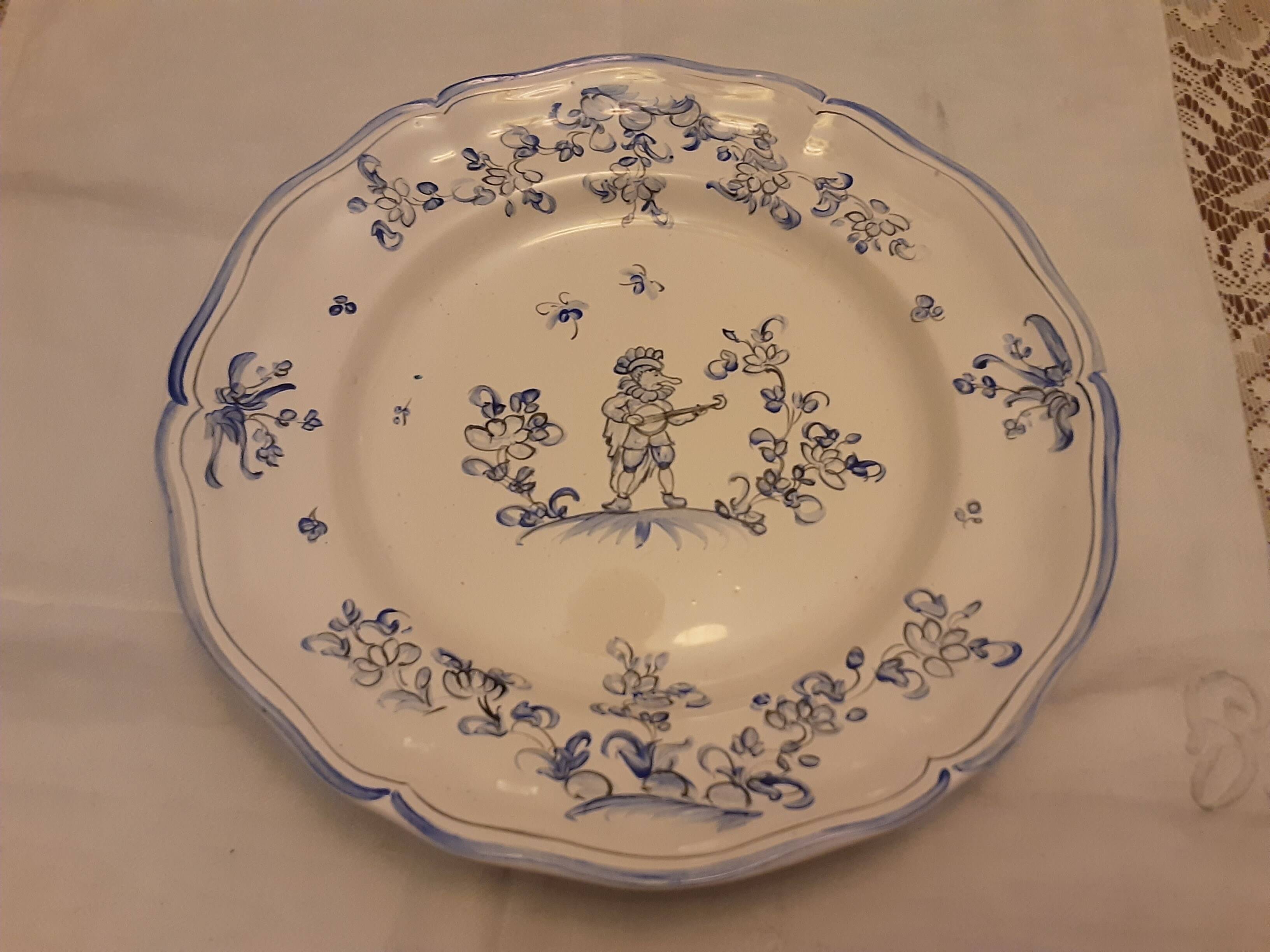 Moustier blue earthwood plate handmade muffragi