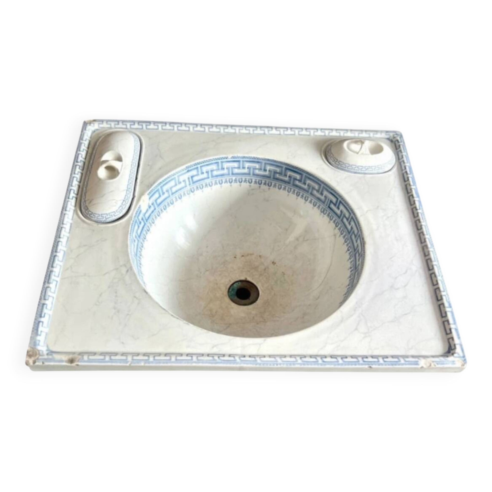 Vintage Blue Decorated Porcelain Washbasin