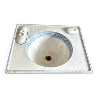 Vintage Blue Decorated Porcelain Washbasin