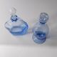 Set of 2 vintage Murano glass carafes from the 1940s, blue art glass with stoppers.