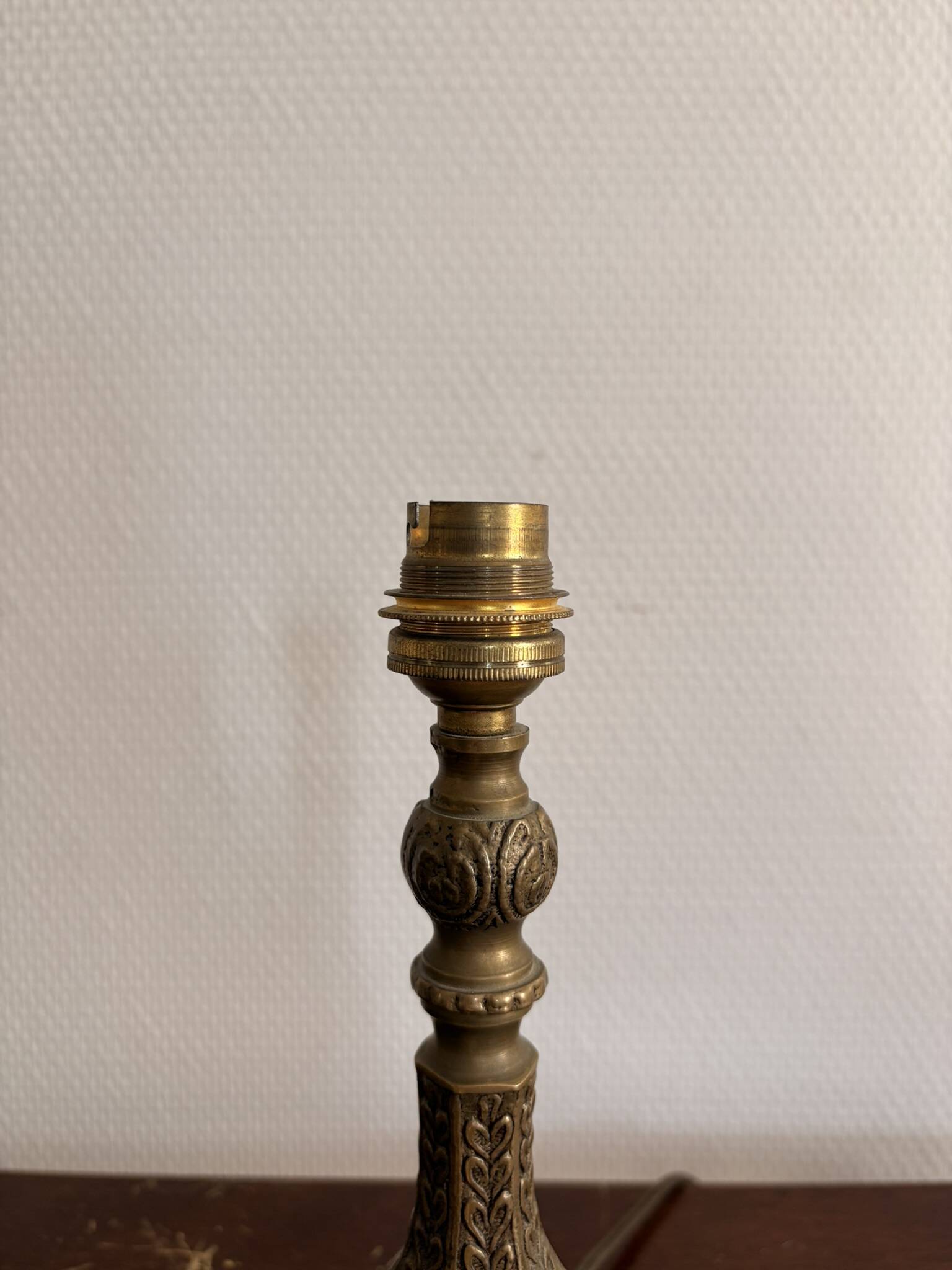 Antique Pair Table Lamps Candle Holders Neo-Classical Louis XVI Gilded Brass Year