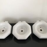 Lot of 3 appliques in white faience