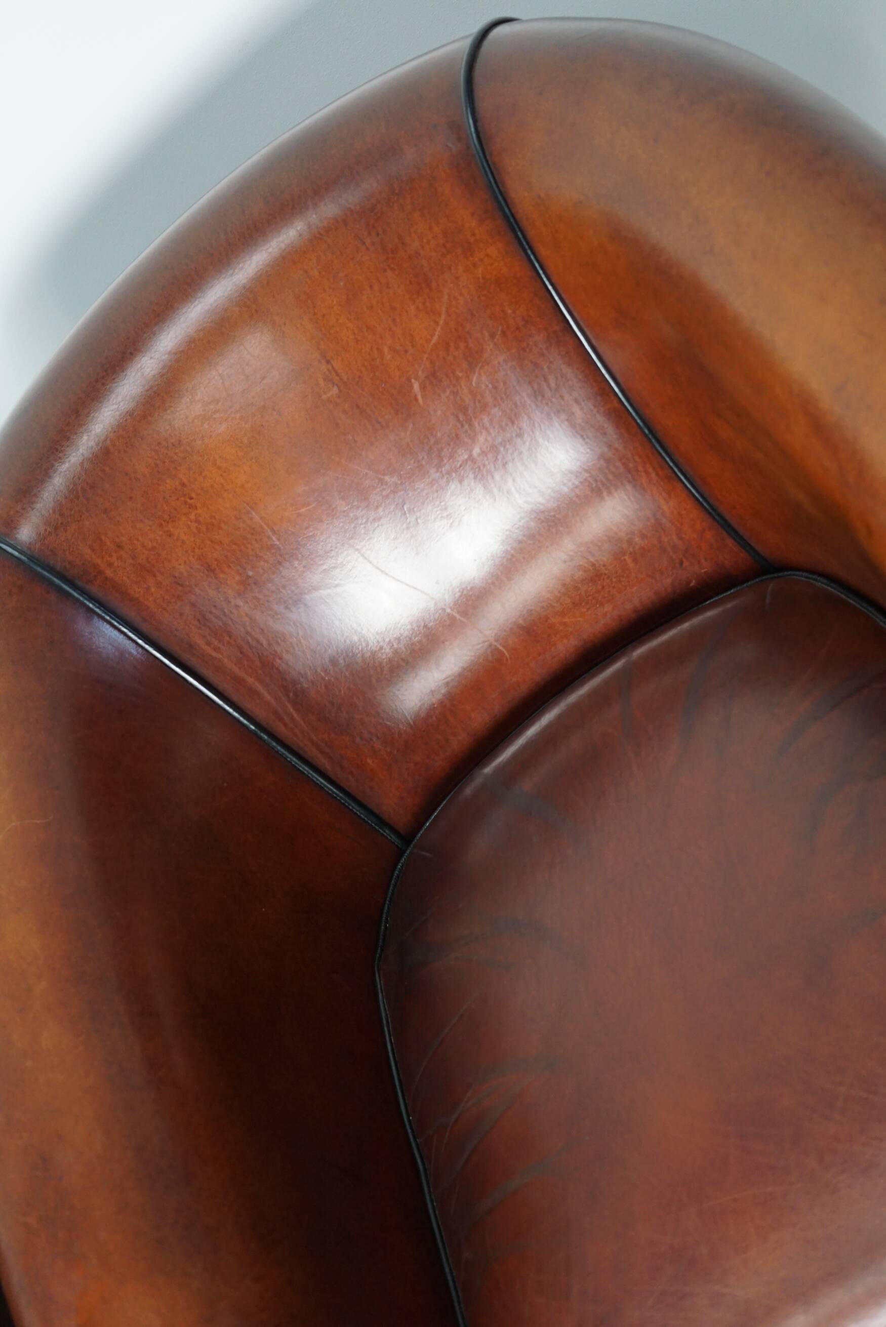 Vintage Dutch Cognac Leather Club Chairs, Set of 2