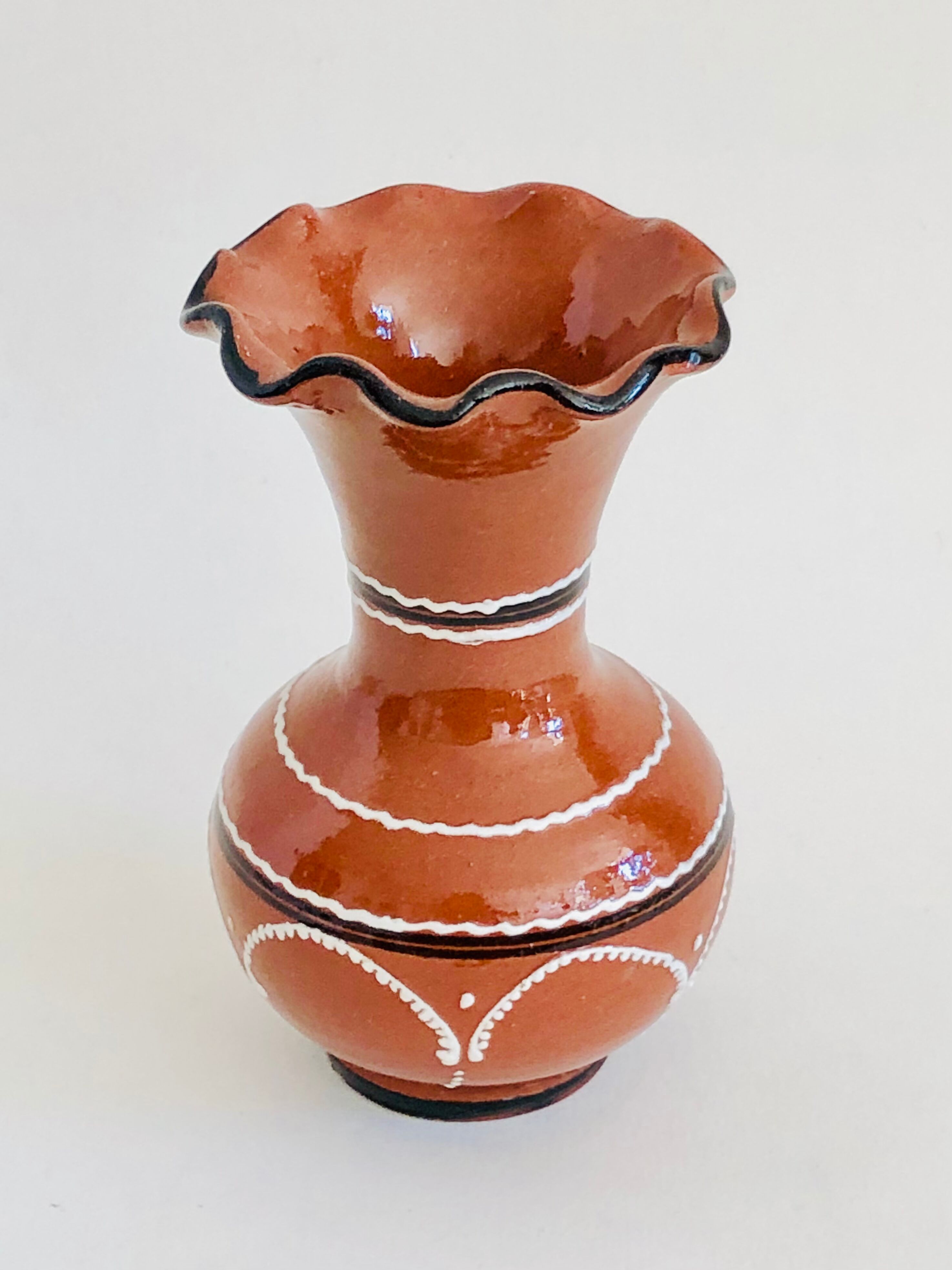 Enamelled terracotta vase