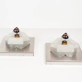 Paire de appliques murales en verre brutalistes par Albano Poli pour Poliarte, Italie 1970