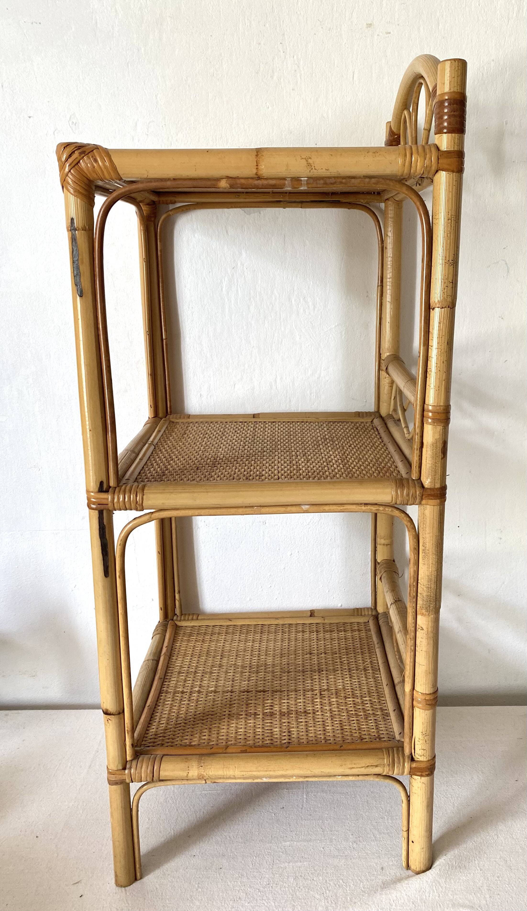 Vintage rattan shelf, bedside or end of sofa
