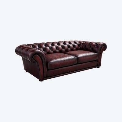 Brown tufted English Chesterfield leather sofa
