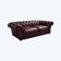 Canapé Chesterfield anglais en cuir marron capitonné